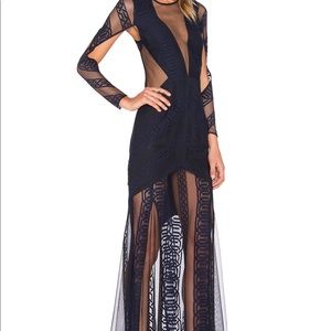 Shona Joy Ambrosia lace open back dress navy BNWT